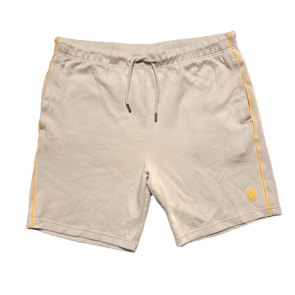 Psycho‎ Bunny Shorts Mens XL Beige Leon Sweatshort Cotton Lounge Zip Pocket Soft - Picture 1 of 13